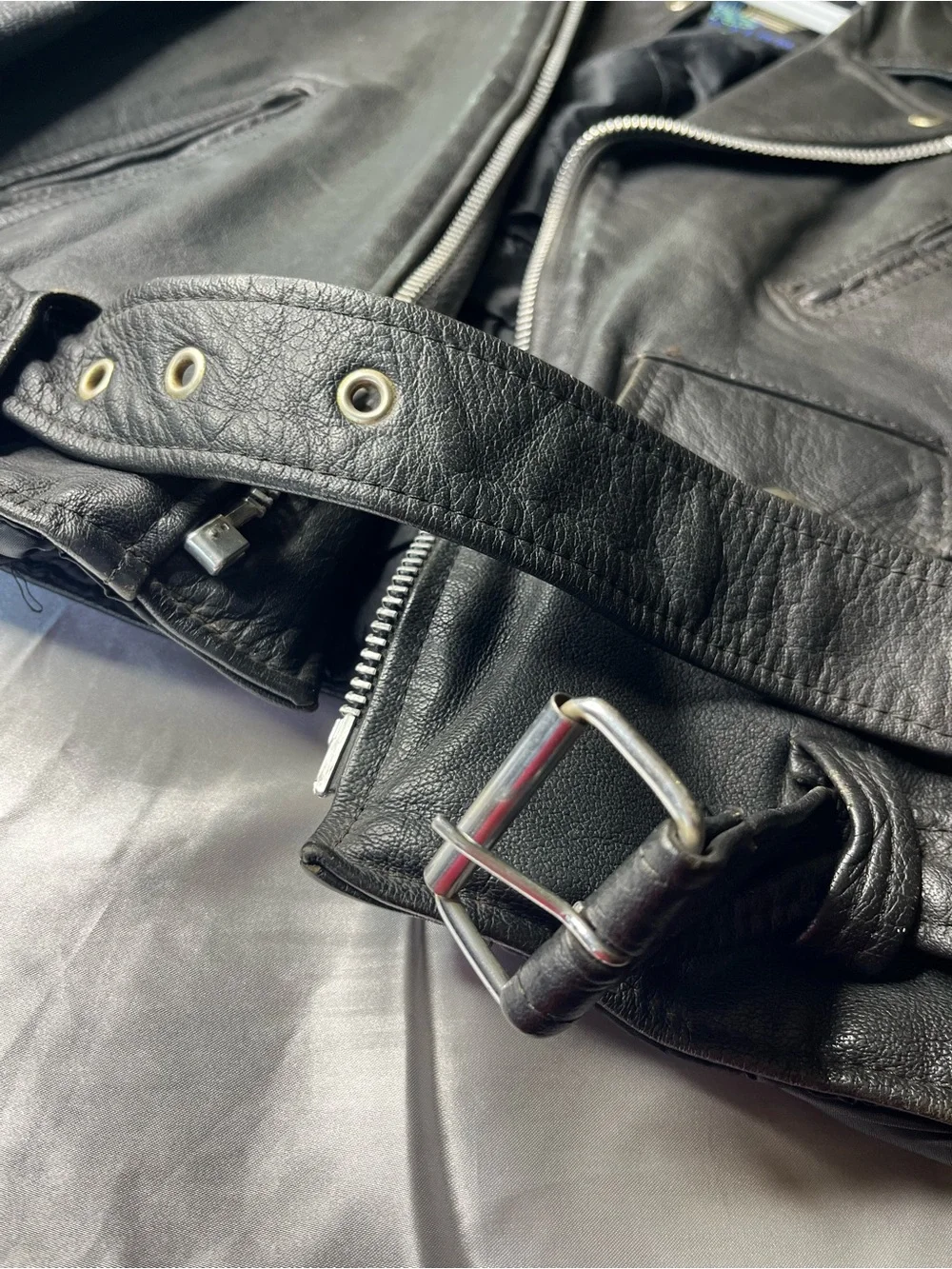 Black Leather Bomber Jacket - Men's Classic Moto Style